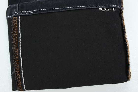 9.6 Oz काले उच्च खिंचाव साटन ऊन डेनिम कपड़े जींस के लिए