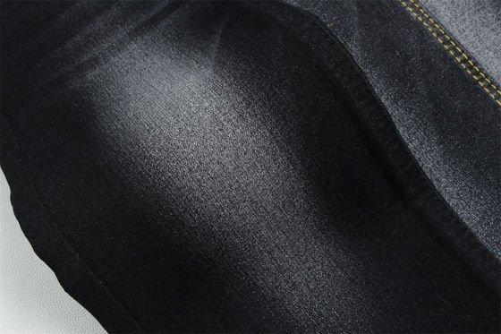 पूर्ण लिक्रा साटन बुनाई काला काला उच्च खिंचाव डेनिम कपड़े