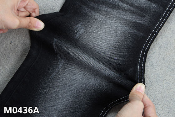 अच्छा दाम 10.4 OZ डेनिम फ़ैब्रिक काला रंग 2% हाई स्पैन्डेक्स 3/1 राइट हैंड ट्विल ऑनलाइन