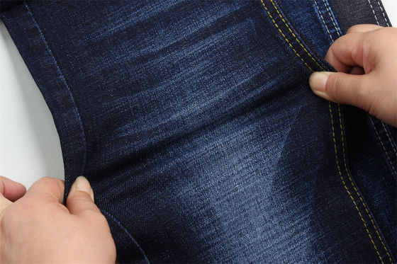 अच्छा दाम 11.8 Oz क्रॉस स्लैब कपास मिश्रित स्पैन्डेक्स ब्लू डेनिम कपड़े पुरुष के लिए जींस स्ट्रेच भारत बाजार शैली Desizing Fleecing ऑनलाइन