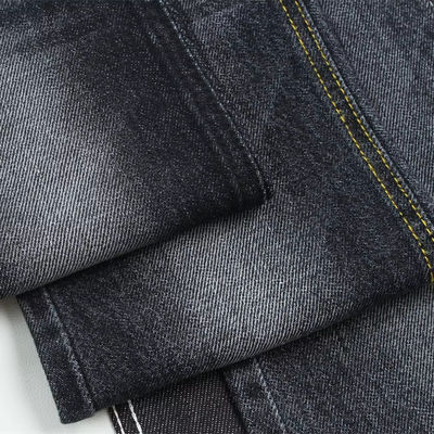 10 oz Dark Black Medium Weight 100% Cotton Denim Fabric Sanforizing for Jeans and Workwear