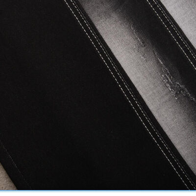 अच्छा दाम जींस के लिए डबल लेयर्स के साथ ब्लैक कलर फेक निटेड व्हाइट बैक डेनिम फैब्रिक्स ऑनलाइन