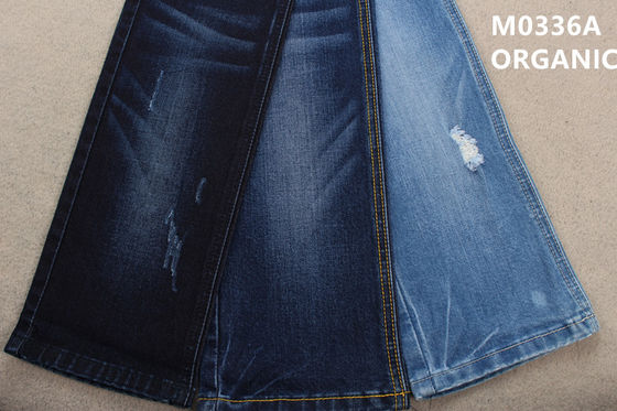 अच्छा दाम 10.6oz 359gsm इको फ्रेंडली ऑर्गेनिक कॉटन ब्रोकन टिल डेनिम फैब्रिक ऑनलाइन
